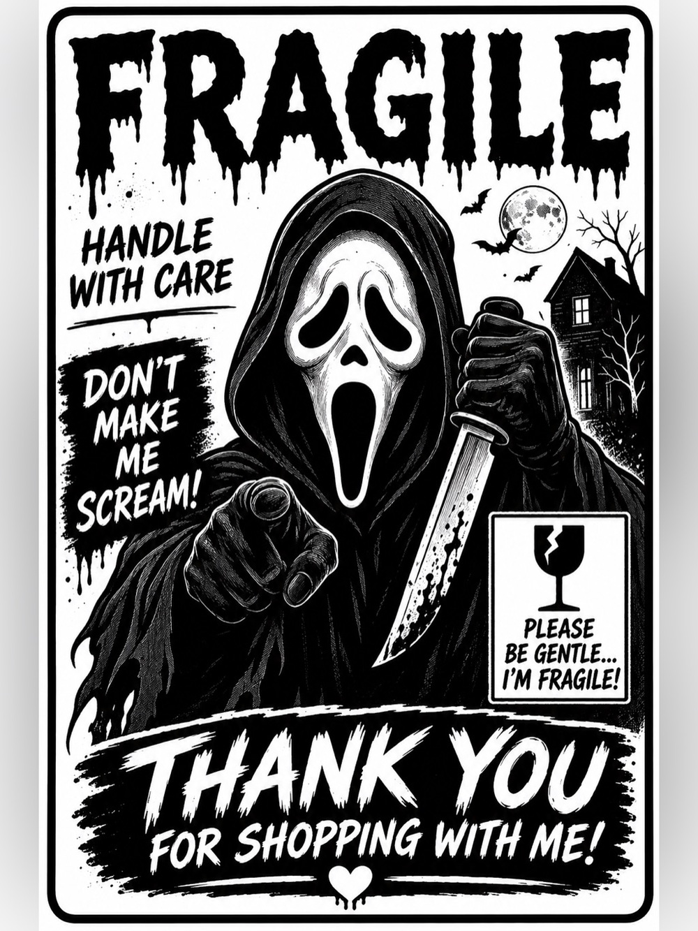 Horror Movie Fragile stickers 50 count choose your style